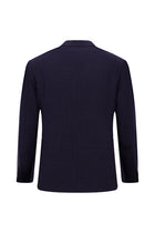 Koyu Lacivert 6 Drop Regular Fit Standart Kesim Mono Yaka Tam Astar Cepli Klasik Kareli Yün İtalyan Ceket