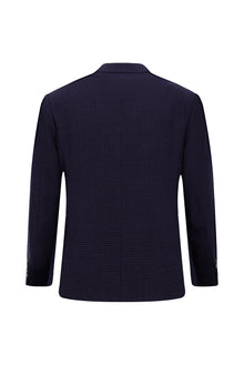 Koyu Lacivert 6 Drop Regular Fit Standart Kesim Mono Yaka Tam Astar Cepli Klasik Kareli Yün İtalyan Ceket