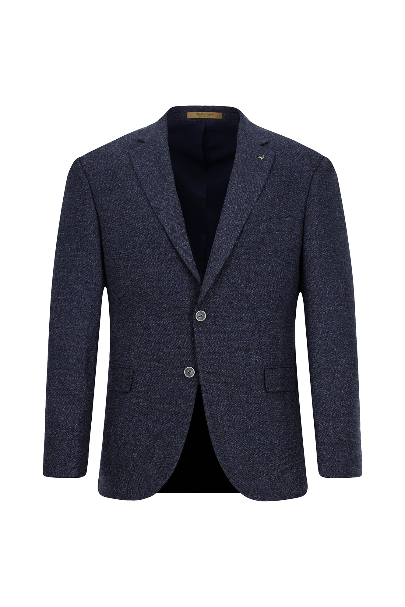 Koyu Lacivert 6 Drop Regular Fit Standart Kesim İtalyan Mono Yaka Klasik Yünlü Ceket