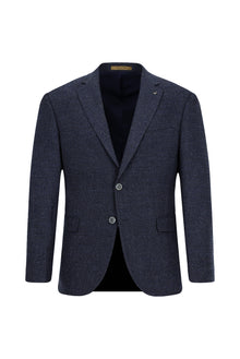 Koyu Lacivert 6 Drop Regular Fit Standart Kesim İtalyan Mono Yaka Klasik Yünlü Ceket