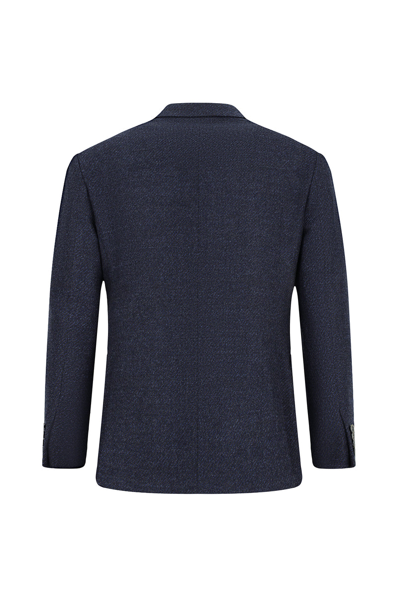 Koyu Lacivert 6 Drop Regular Fit Standart Kesim İtalyan Mono Yaka Klasik Yünlü Ceket