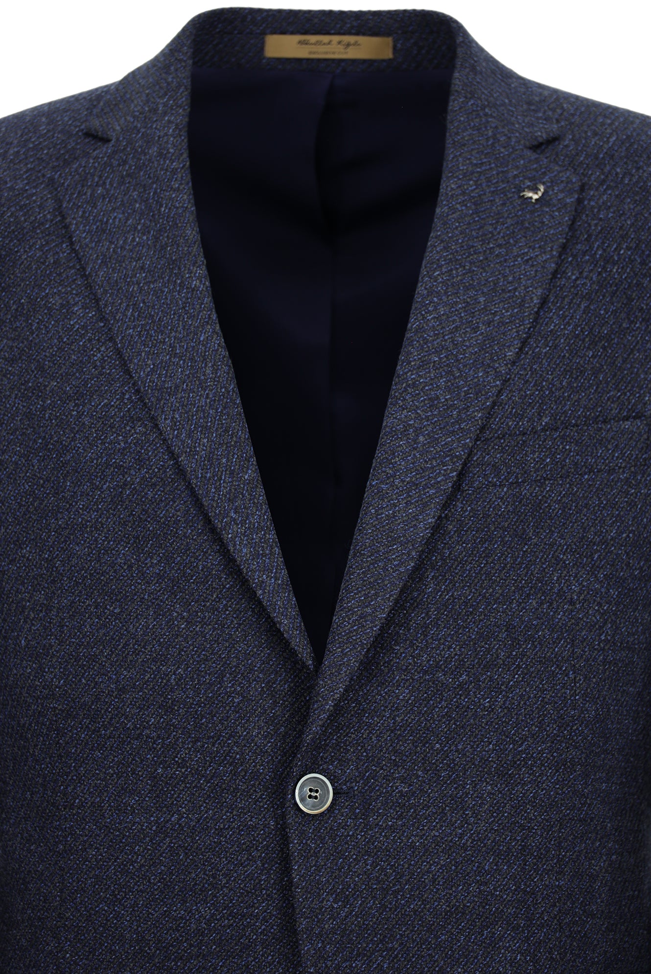 Koyu Lacivert 6 Drop Regular Fit Standart Kesim İtalyan Mono Yaka Klasik Yünlü Ceket