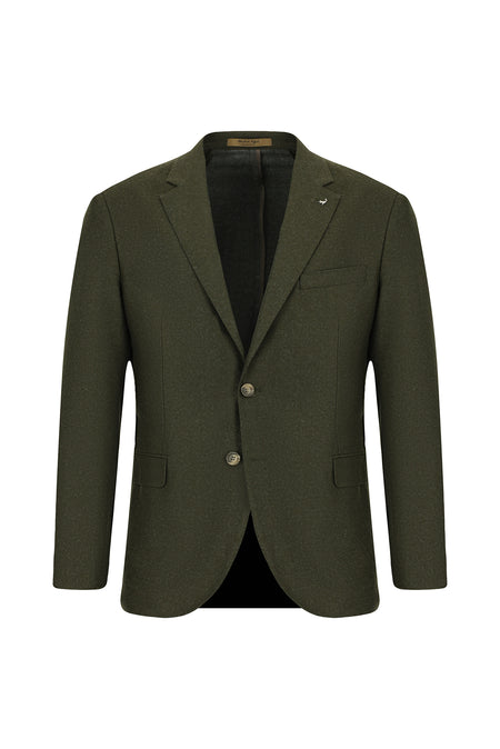 Orta Haki 7 Drop Slim Fit Dar Kesim Ceket