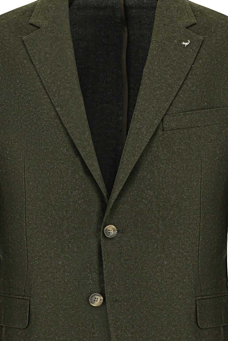 Orta Haki 7 Drop Slim Fit Dar Kesim Ceket