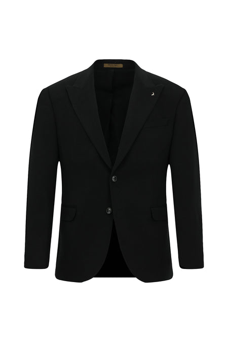 Siyah 6 Drop Regular Fit Standart Kesim Sivri Yaka Tam Astar Cepli Klasik İtalyan Deve Tüyü Ceket