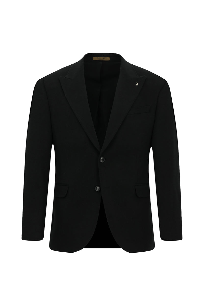 Siyah 6 Drop Regular Fit Standart Kesim Sivri Yaka Tam Astar Cepli Klasik İtalyan Deve Tüyü Ceket