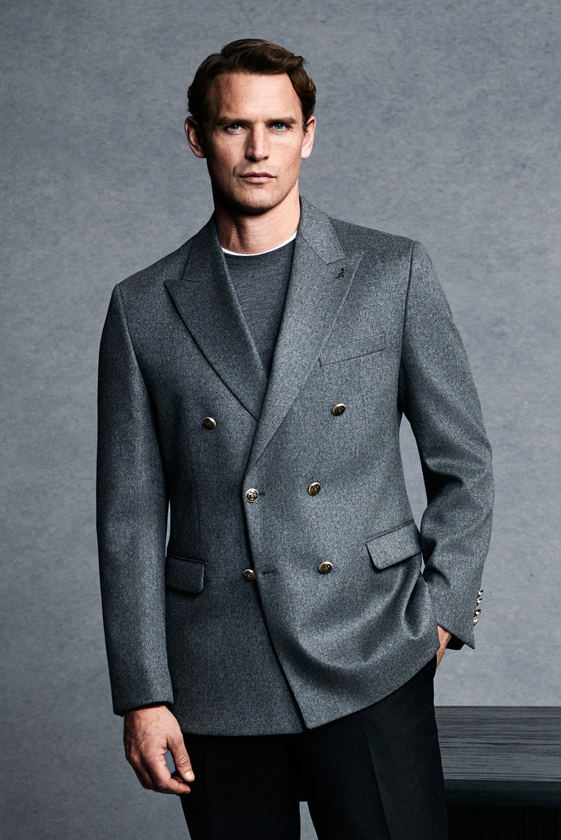 Orta Gri 6 Drop Regular Fit Standart Kesim Kruvaze Yün Ceket