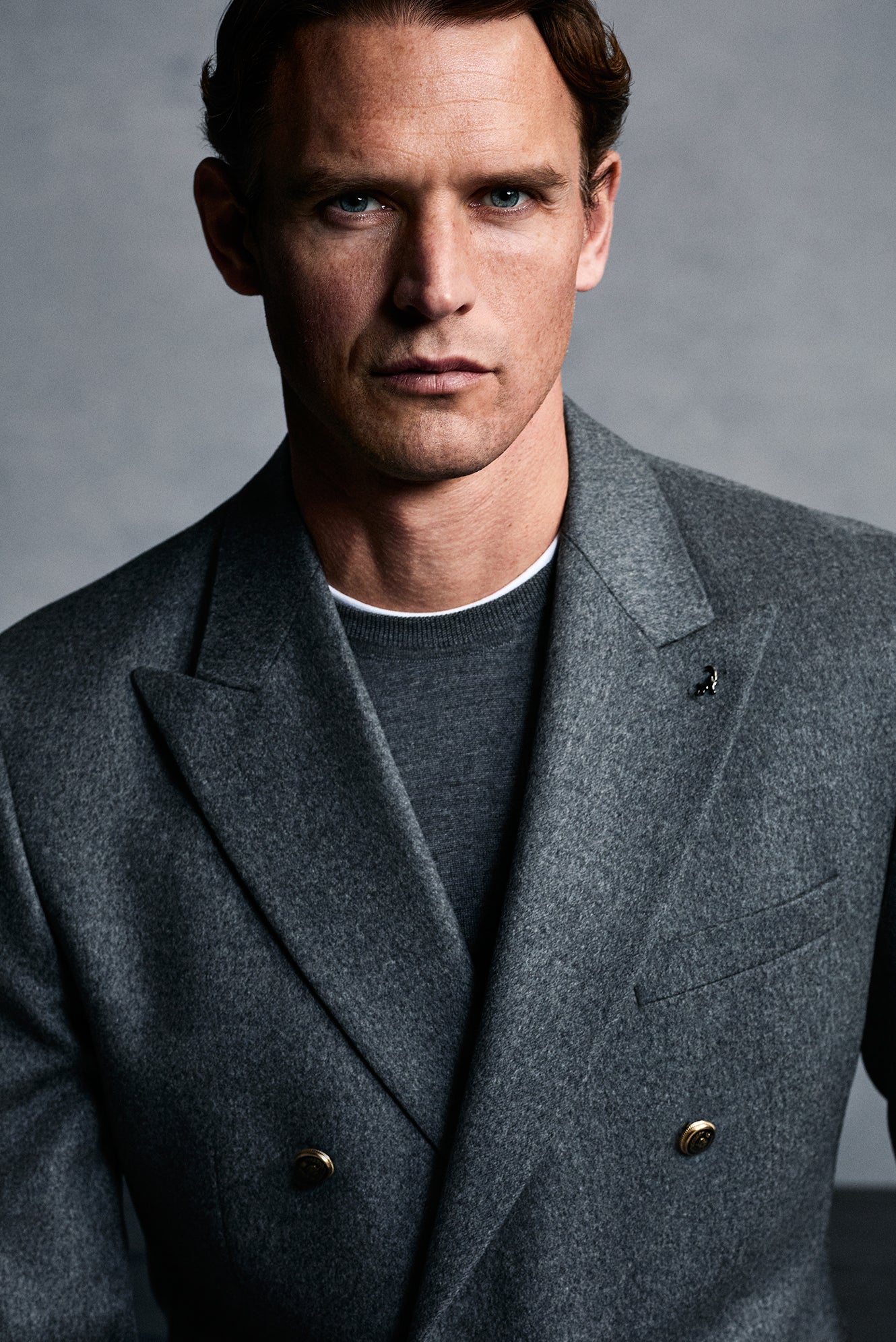Orta Gri 6 Drop Regular Fit Standart Kesim Kruvaze Yün Ceket-Abdullah Ki??l?
