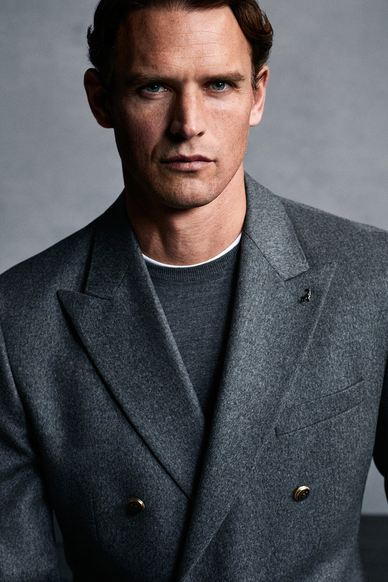 Orta Gri 6 Drop Regular Fit Standart Kesim Kruvaze Yün Ceket