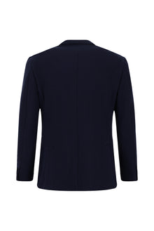 Koyu Lacivert Slim Fit Dar Kesim Desenli Örme Pamuklu Ceket