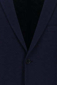 Koyu Lacivert Slim Fit Dar Kesim Desenli Pamuklu Örme Kruvaze Ceket
