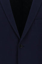 Koyu Lacivert Slim Fit Dar Kesim Desenli Örme Pamuklu Ceket