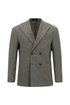 Açık Kahve  6 Drop Regular Fit Standart Kesim Desenli Yünlü Kruvaze Ceket