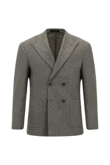 Açık Kahve  6 Drop Regular Fit Standart Kesim Desenli Yünlü Kruvaze Ceket