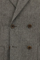 Açık Kahve  6 Drop Regular Fit Standart Kesim Desenli Yünlü Kruvaze Ceket