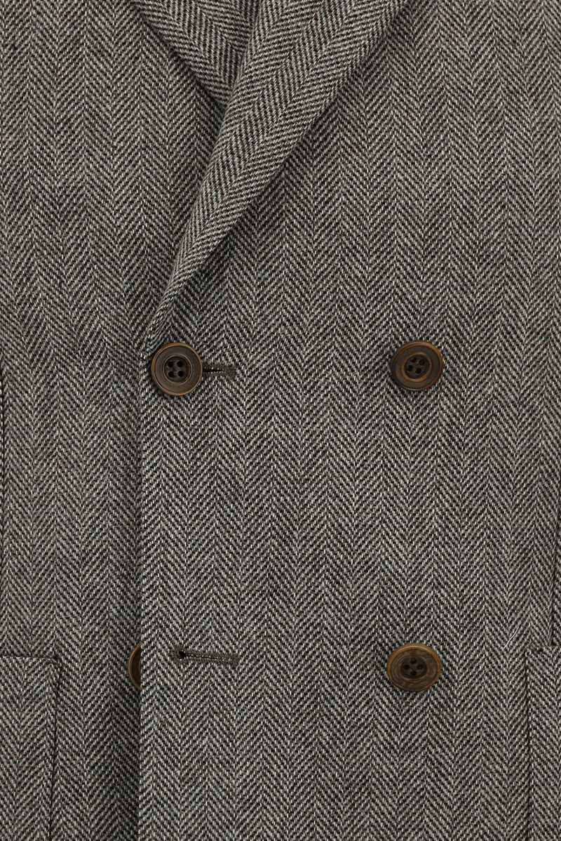 Açık Kahve  6 Drop Regular Fit Standart Kesim Desenli Yünlü Kruvaze Ceket