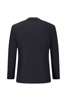 Koyu Lacivert 6 Drop Regular Fit Standart Kesim Yünlü Klasik Ekose Ceket-Abdullah Ki??l?