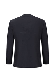 Koyu Lacivert Regular Fit Yünlü Klasik Ekose Ceket