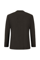Koyu Kahve Relaxed Fit Rahat Kesim Yünlü Klasik Ekose Ceket