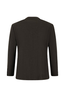 Koyu Kahve Regular Fit Yünlü Klasik Ekose Ceket