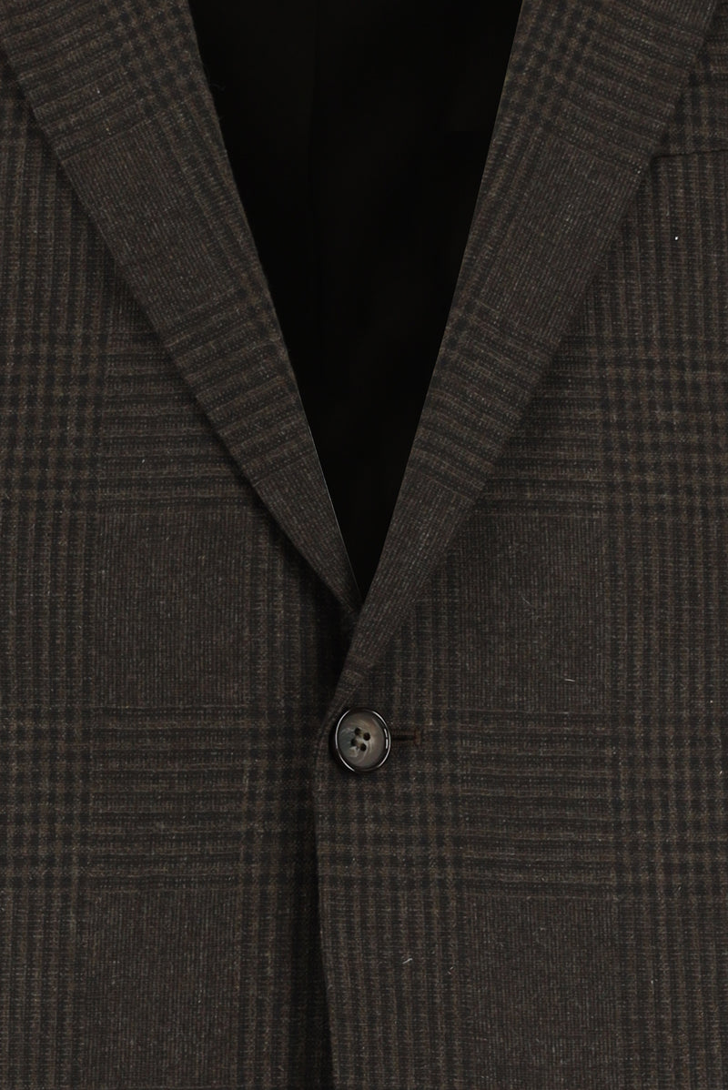 Koyu Kahve 6 Drop Regular Fit Standart Kesim Yünlü Klasik Ekose Ceket