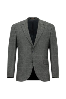 Orta Füme 6 Drop Regular Fit Standart Kesim Klasik Ekose Yünlü Ceket-Abdullah Ki??l?