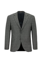 Orta Füme 7 Drop Slim Fit Dar Kesim Klasik Ekose Yünlü Ceket-Abdullah Ki??l?