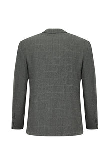 Orta Füme Relaxed Fit Rahat Kesim Klasik Ekose Yünlü Ceket