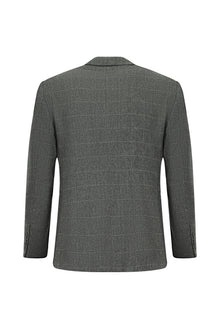 Orta Füme 7 Drop Slim Fit Dar Kesim Klasik Ekose Yünlü Ceket-Abdullah Ki??l?