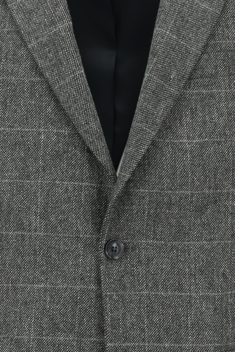 Orta Füme 6 Drop Regular Fit Standart Kesim Klasik Ekose Yünlü Ceket