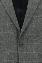 Orta Füme 4 Drop Relaxed Fit Rahat Kesim Klasik Ekose Yünlü Ceket-Abdullah Ki??l?