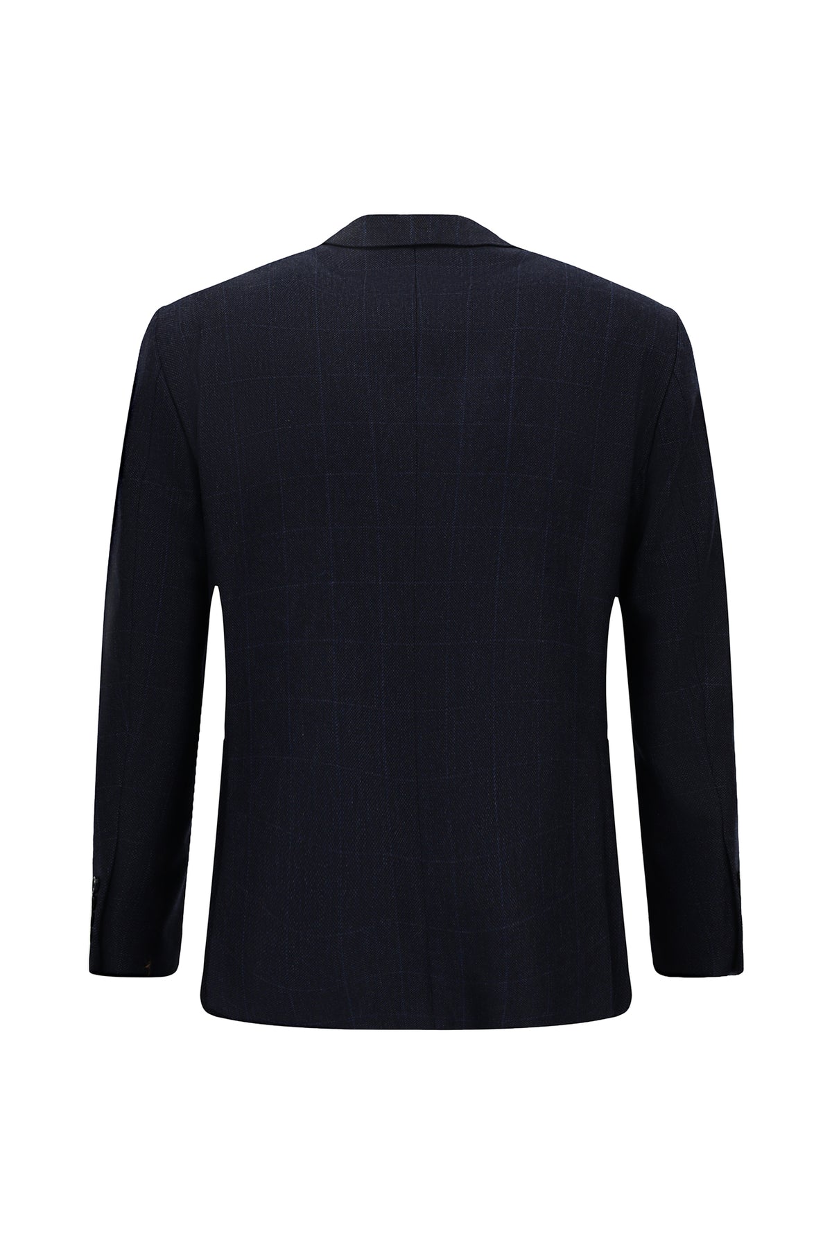 Orta Lacivert 4 Drop Relaxed Fit Rahat Kesim Klasik Ekose Yünlü Ceket