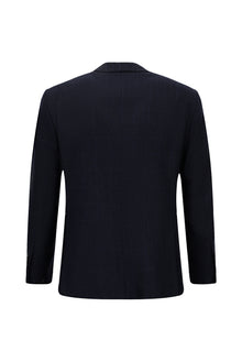 Orta Lacivert 6 Drop Regular Fit Standart Kesim Klasik Ekose Yünlü Ceket-Abdullah Ki??l?