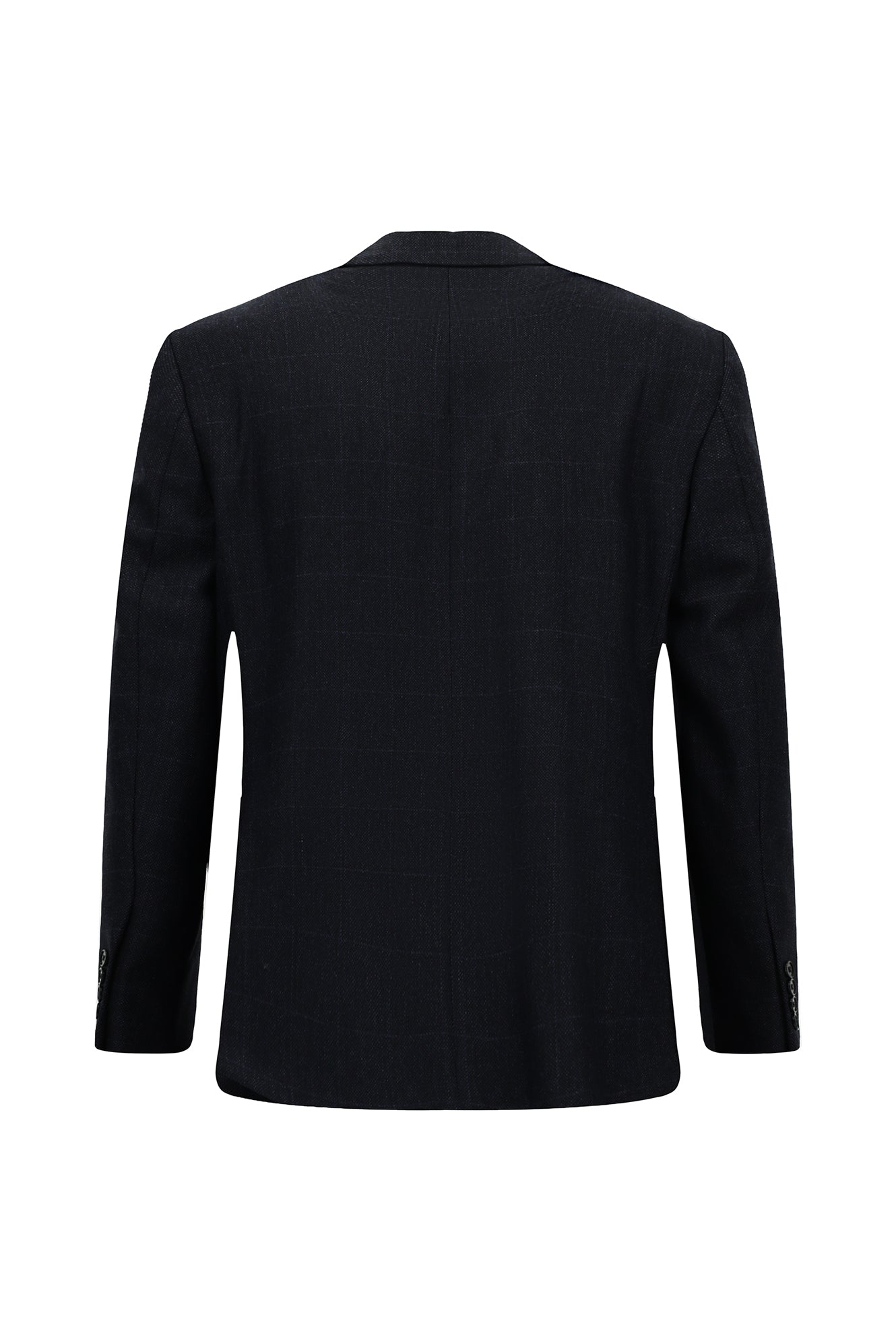 Koyu Lacivert Slim Fit Dar Kesim Klasik Ekose Yünlü Ceket