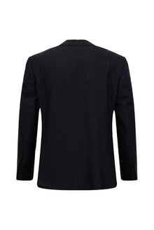 Koyu Lacivert Relaxed Fit Rahat Kesim Klasik Ekose Yünlü Ceket
