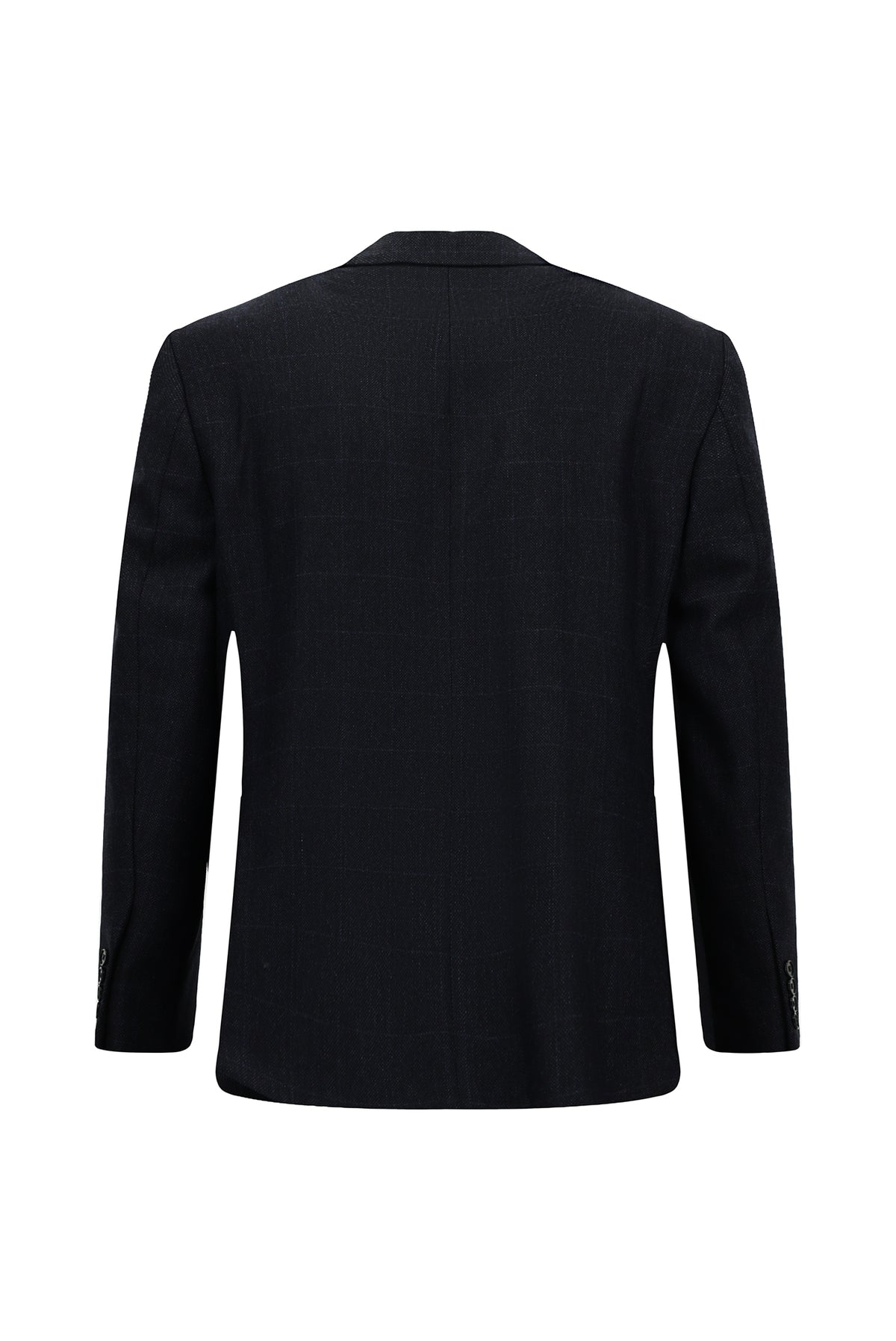 Koyu Lacivert 4 Drop Relaxed Fit Rahat Kesim Klasik Ekose Yünlü Ceket