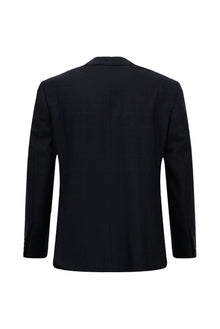 Koyu Lacivert 4 Drop Relaxed Fit Rahat Kesim Klasik Ekose Yünlü Ceket-Abdullah Ki??l?