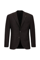 Koyu Bordo Slim Fit Dar Kesim Klasik Ekose Yünlü Ceket