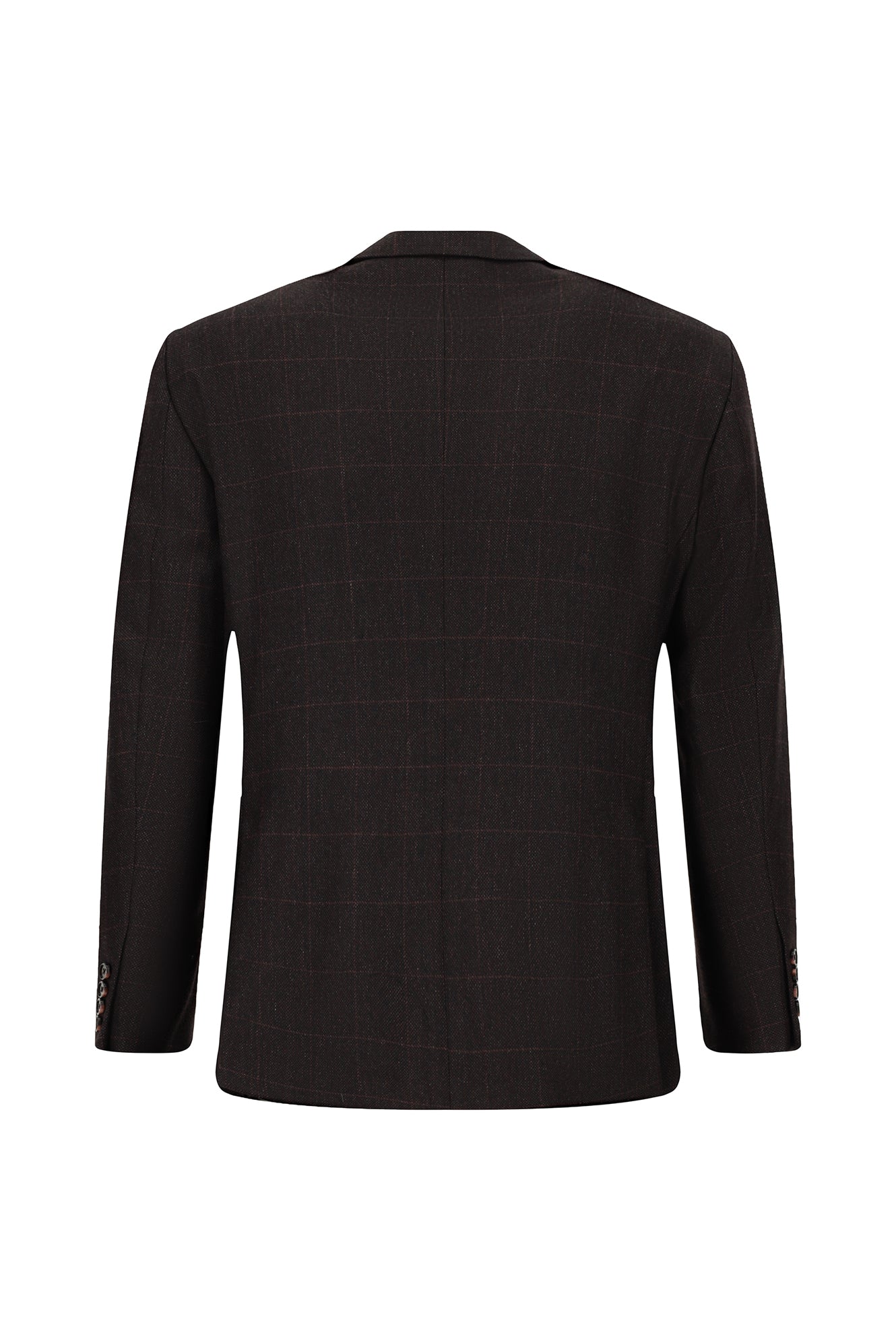 Koyu Bordo Relaxed Fit Rahat Kesim Klasik Ekose Yünlü Ceket