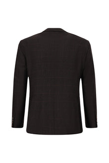 Koyu Bordo Relaxed Fit Rahat Kesim Klasik Ekose Yünlü Ceket