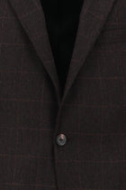 Koyu Bordo Relaxed Fit Rahat Kesim Klasik Ekose Yünlü Ceket