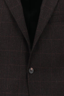 Koyu Bordo 7 Drop Slim Fit Dar Kesim Klasik Ekose Yünlü Ceket-Abdullah Ki??l?