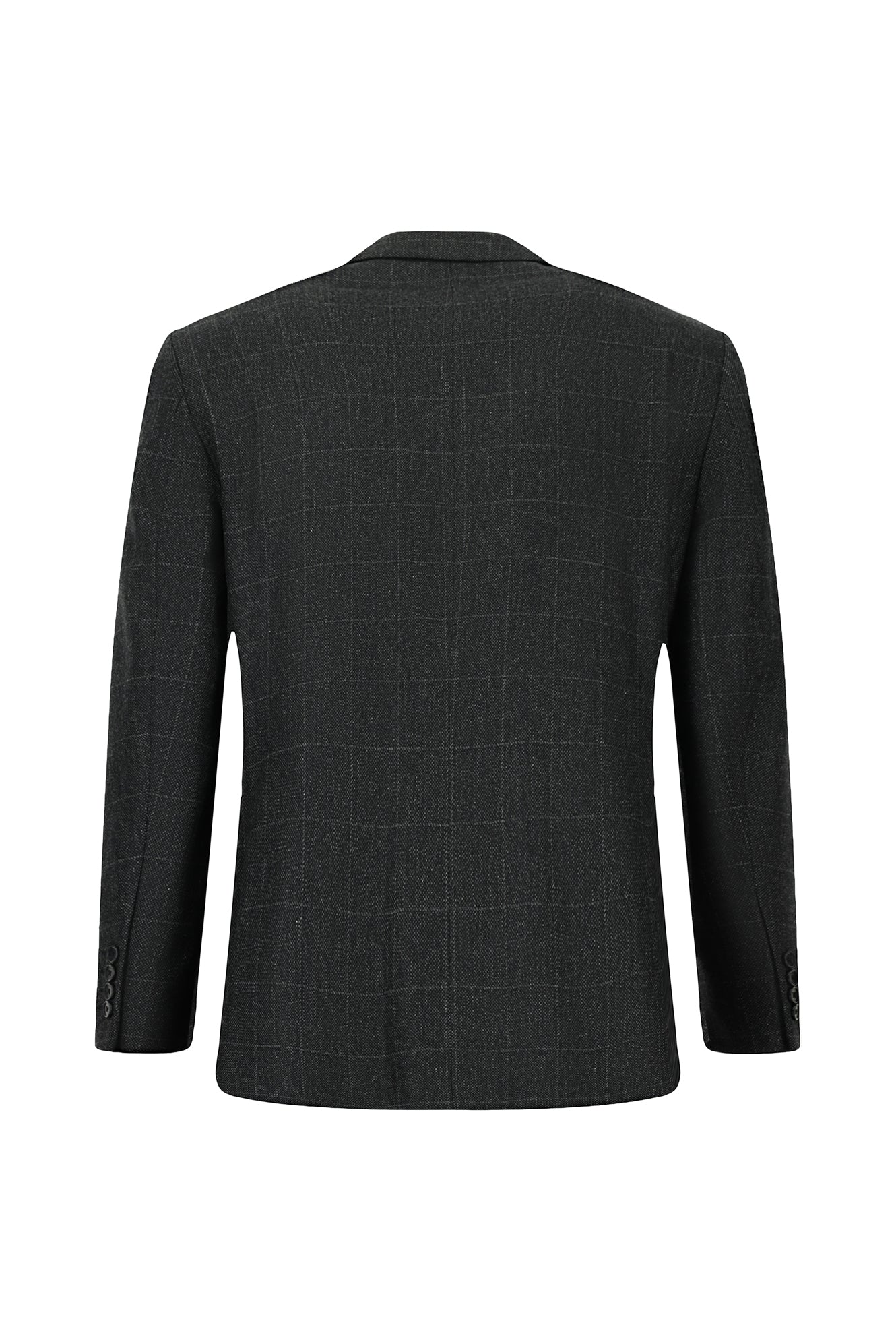 Koyu Antrasit 7 Drop Slim Fit Dar Kesim Klasik Ekose Yünlü Ceket-Abdullah Ki??l?