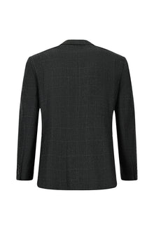 Koyu Antrasit 7 Drop Slim Fit Dar Kesim Klasik Ekose Yünlü Ceket-Abdullah Ki??l?