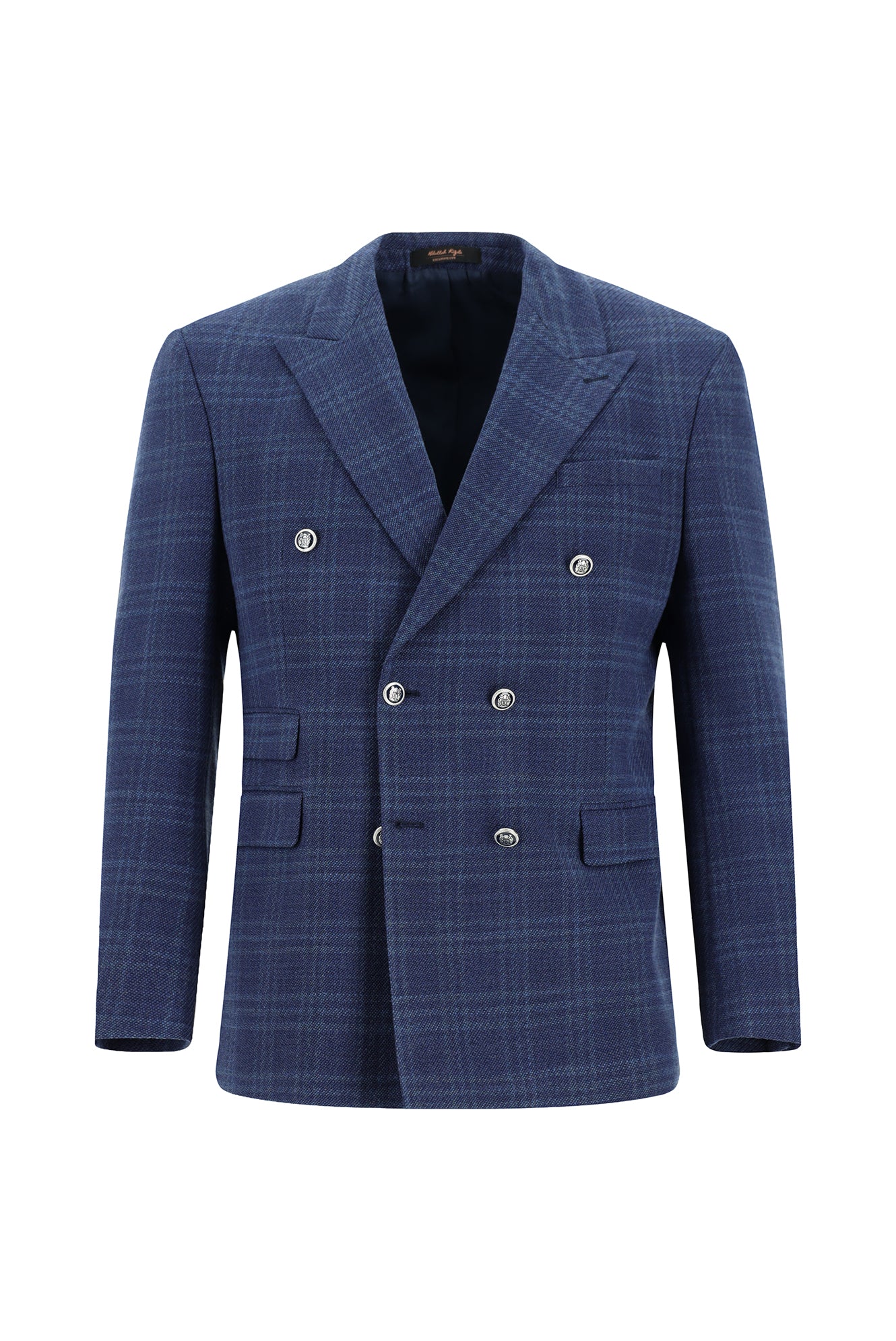 Orta Lacivert 7 Drop Slim Fit Dar Kesim Yünlü Kruvaze Ceket-Abdullah Ki??l?