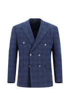 Orta Lacivert 7 Drop Slim Fit Dar Kesim Yünlü Kruvaze Ceket-Abdullah Ki??l?