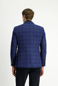 Orta Lacivert 7 Drop Slim Fit Dar Kesim Yünlü Kruvaze Ceket-Abdullah Ki??l?