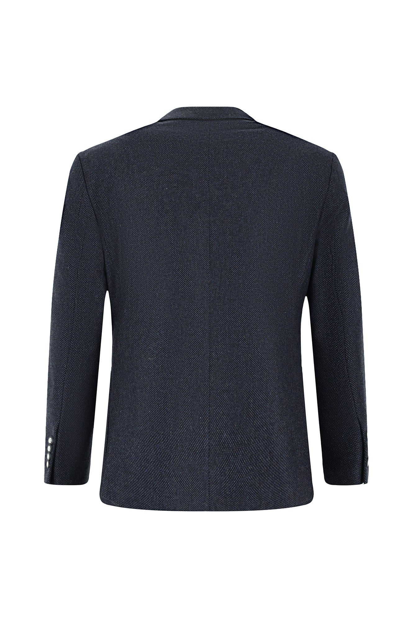 Koyu Lacivert 7 Drop Slim Fit Dar Kesim Desenli Yünlü Ceket-Abdullah Ki??l?