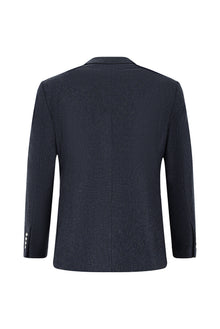 Koyu Lacivert 7 Drop Slim Fit Dar Kesim Desenli Yünlü Ceket-Abdullah Ki??l?
