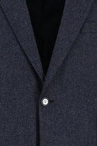 Koyu Lacivert 7 Drop Slim Fit Dar Kesim Desenli Yünlü Ceket-Abdullah Ki??l?